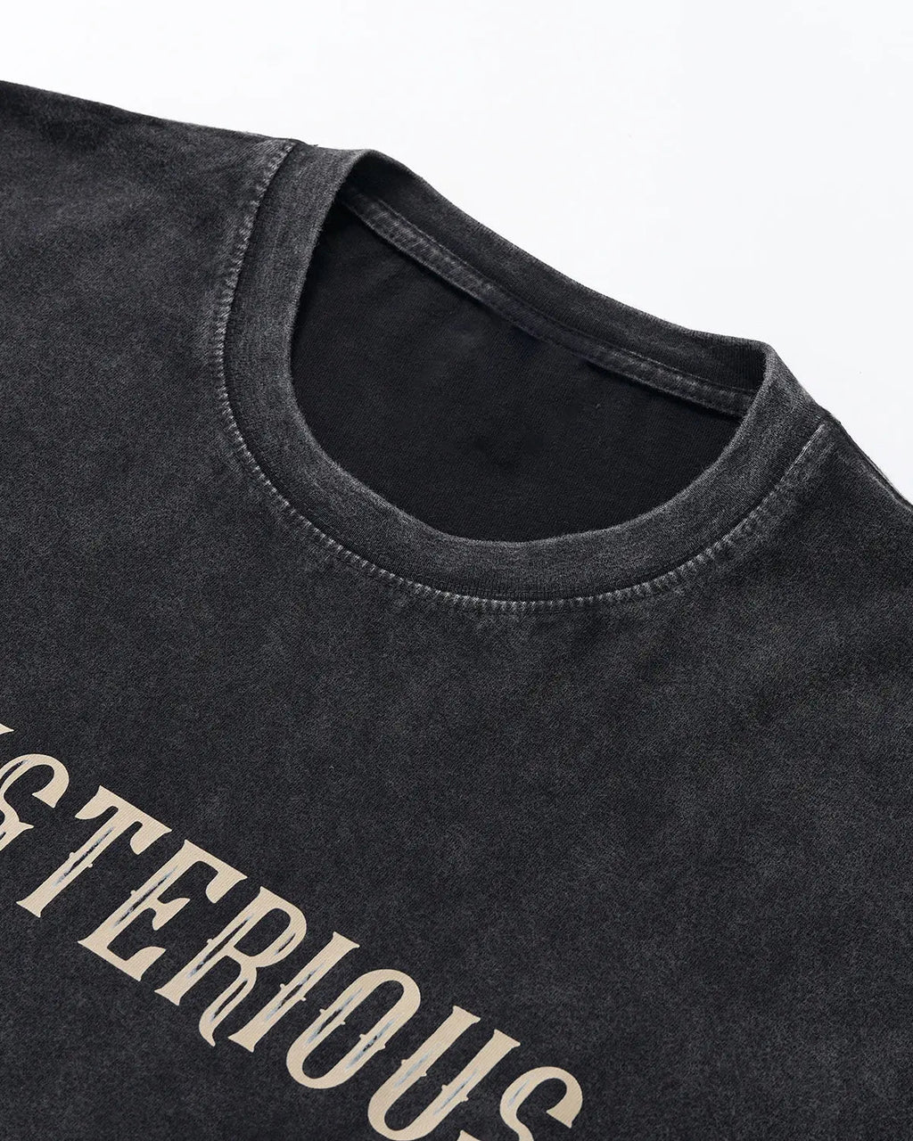 Retro washed graphic cotton T-shirt by INFLATION with vintage-inspired design and streetwear style, displayed on a model.