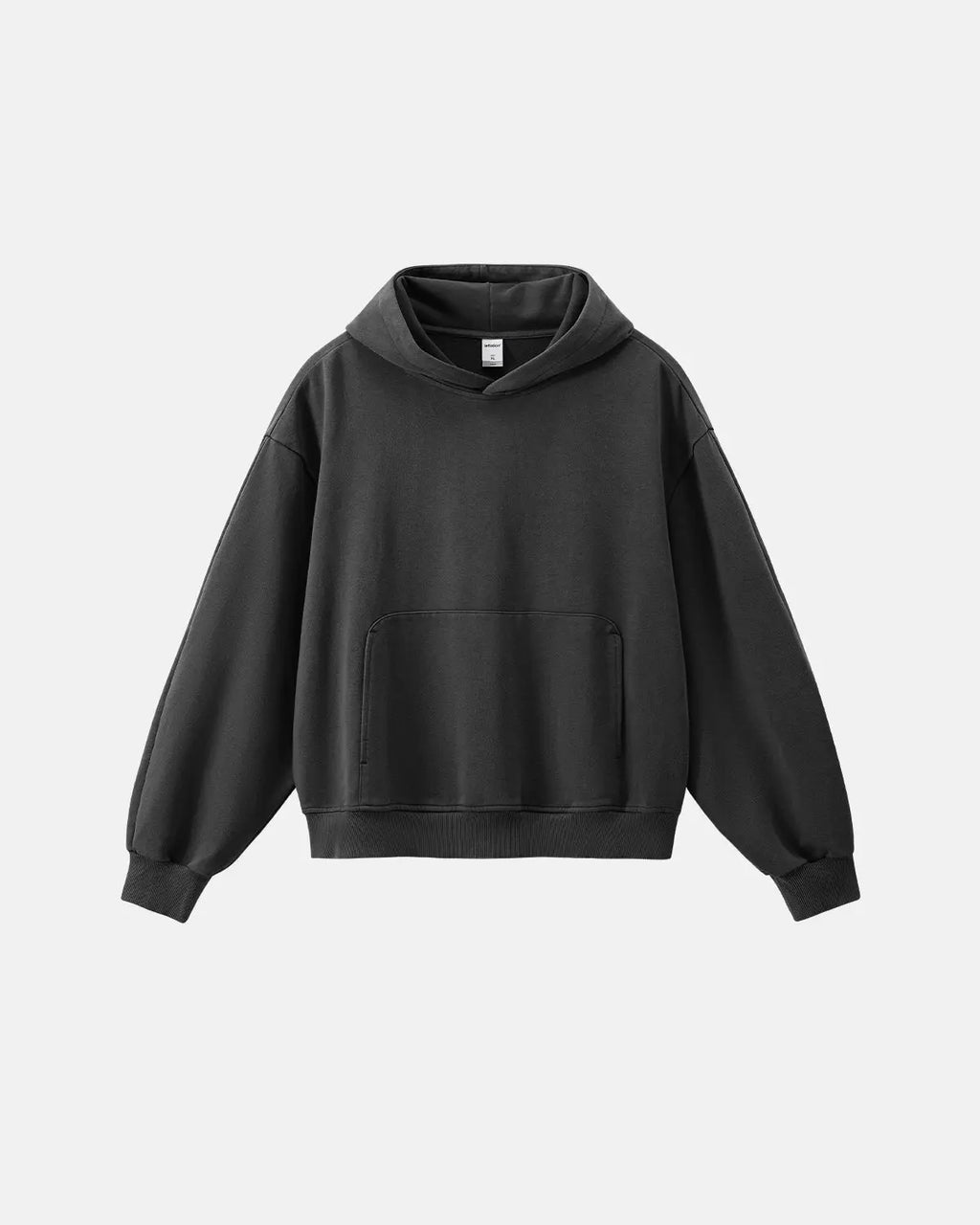 Garment washed French Terry hoodie by INFLATION Streetwear featuring a relaxed fit and soft, comfortable fabric in neutral tones.