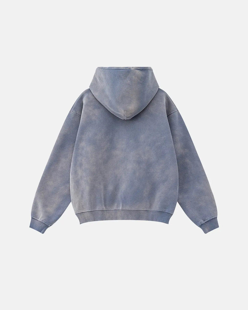 Acid washed zip-up hoodie from Inflation Streetwear featuring a relaxed fit and distressed denim-style fabric.