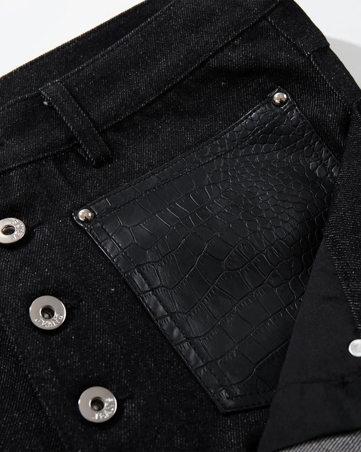 Inflation Double Waist Raw Super Baggy Jeans featuring a loose fit and raw denim texture, styled with streetwear fashion.