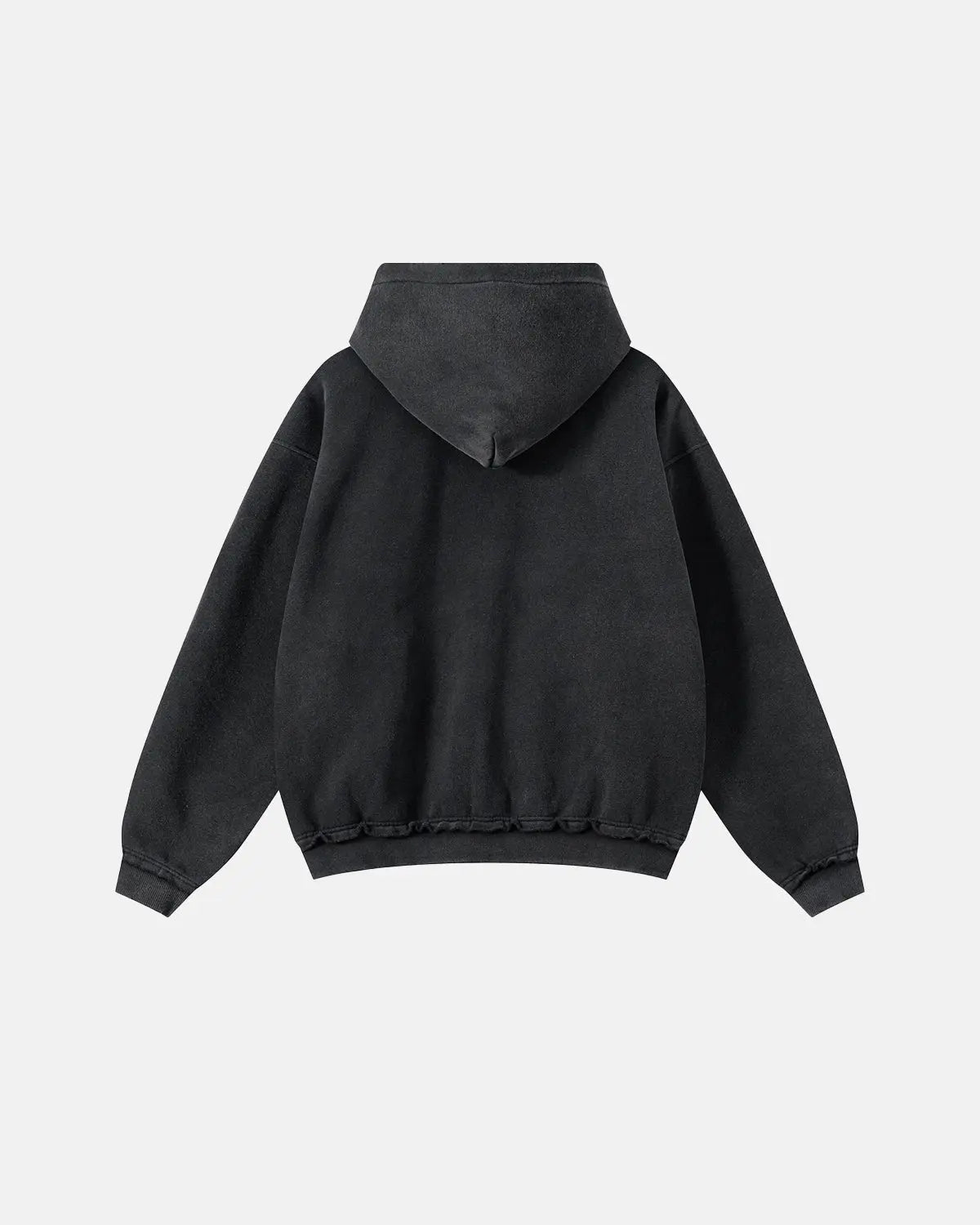 Inflation Streetwear Monkey Wash Ripped Zip Up Hoodie featuring distressed details and a front zipper, casual streetwear style.