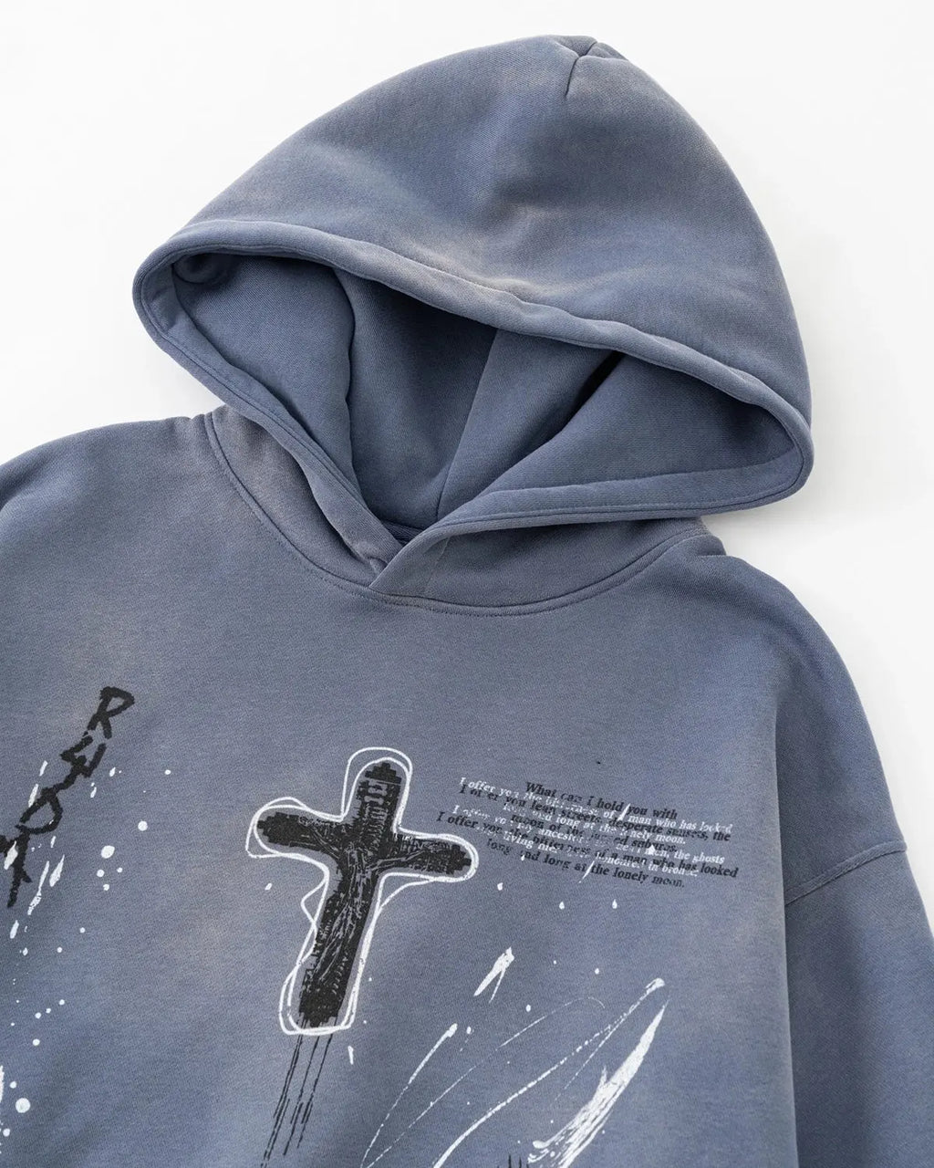 Inflation Streetwear graffiti print acid washed fleece hoodie featuring bold street art design and a relaxed fit.