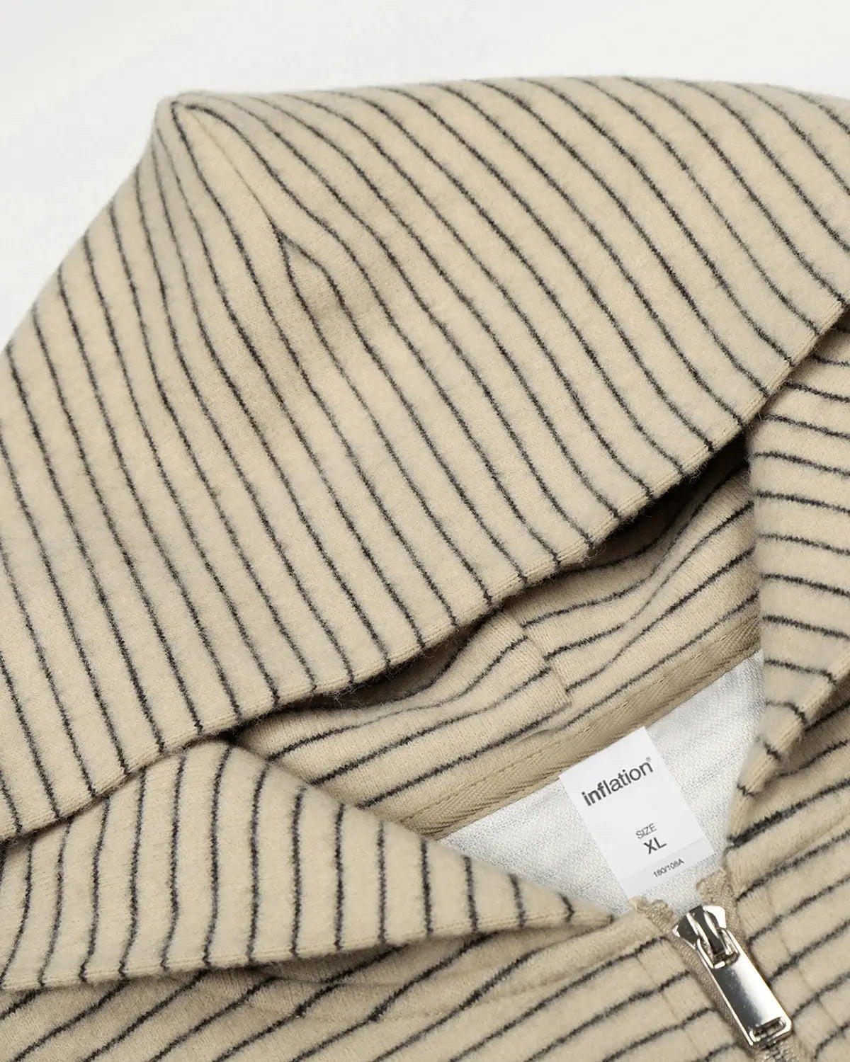 Inflation Streetwear retro striped zip-up hoodie with bold color patterns and a front zipper, casual streetwear style.