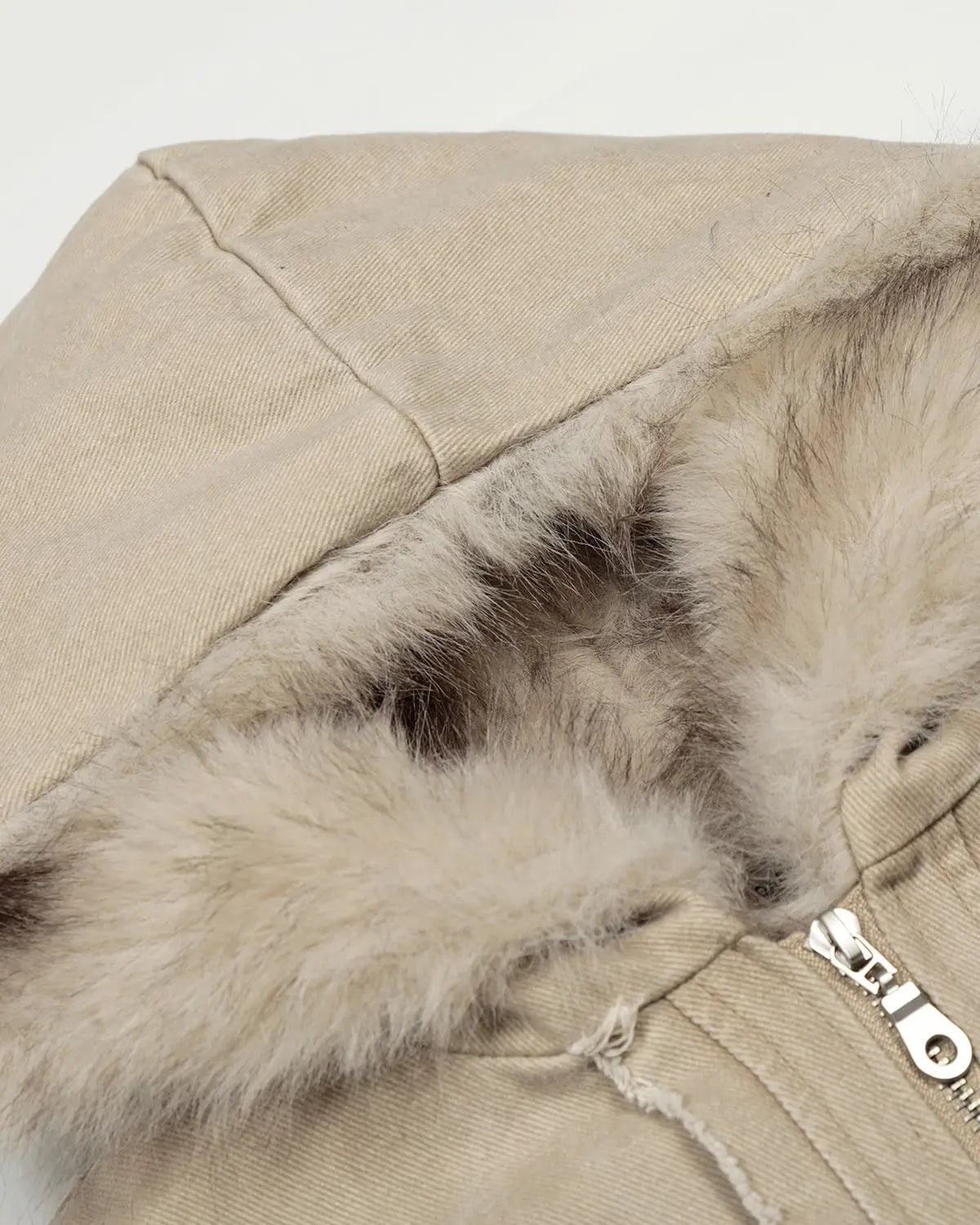 Inflation streetwear faux fur-lined washed hooded jacket featuring a cozy hood and stylish design, perfect for casual winter wear.