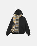 Reversible plaid zip-up hoodie by INFLATION Streetwear with a stylish checkered pattern and comfortable fit.