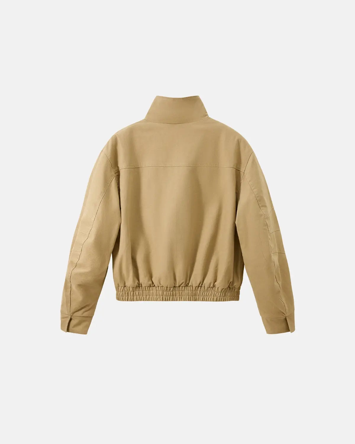 Inflation streetwear faux shearling-lined lambswool jacket displayed on a hanger with a cozy, textured interior and stylish outer fabric.