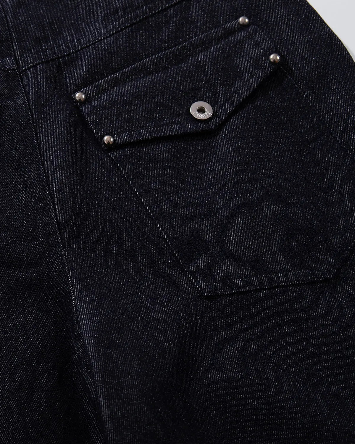 Inflation Buttons Up Raw Blue Baggy Jeans showing relaxed fit, button details, and raw denim texture in a streetwear style