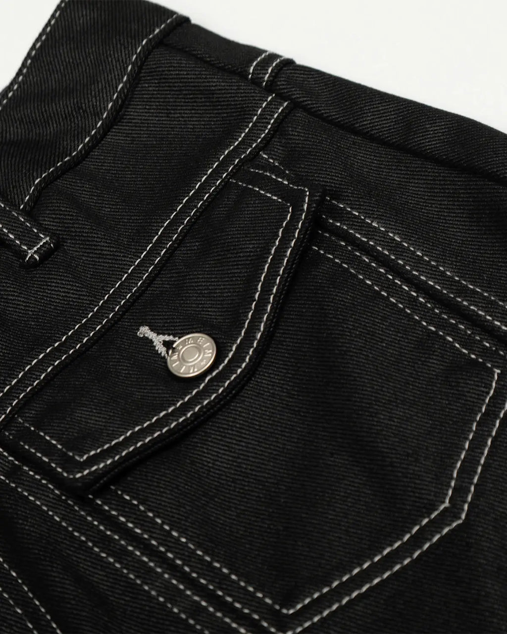Dark blue Letter Graphic Cargo Barrel Jeans from INFLATION Streetwear with visible cargo pockets and bold letter graphic detail.