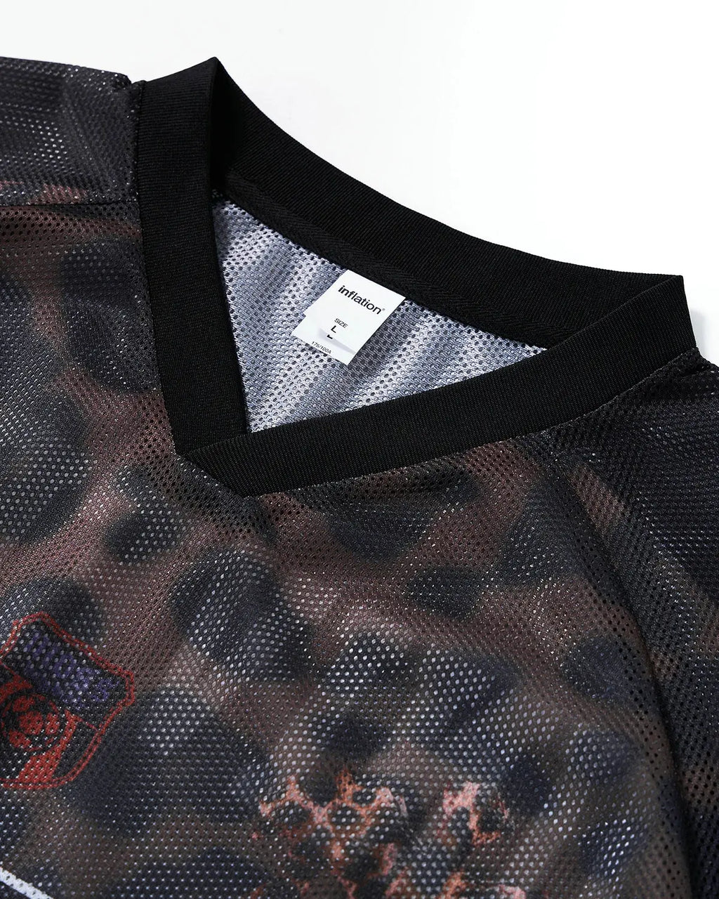 Number 23 Leopard Mesh Jersey by INFLATION featuring bold leopard print mesh fabric and streetwear style.