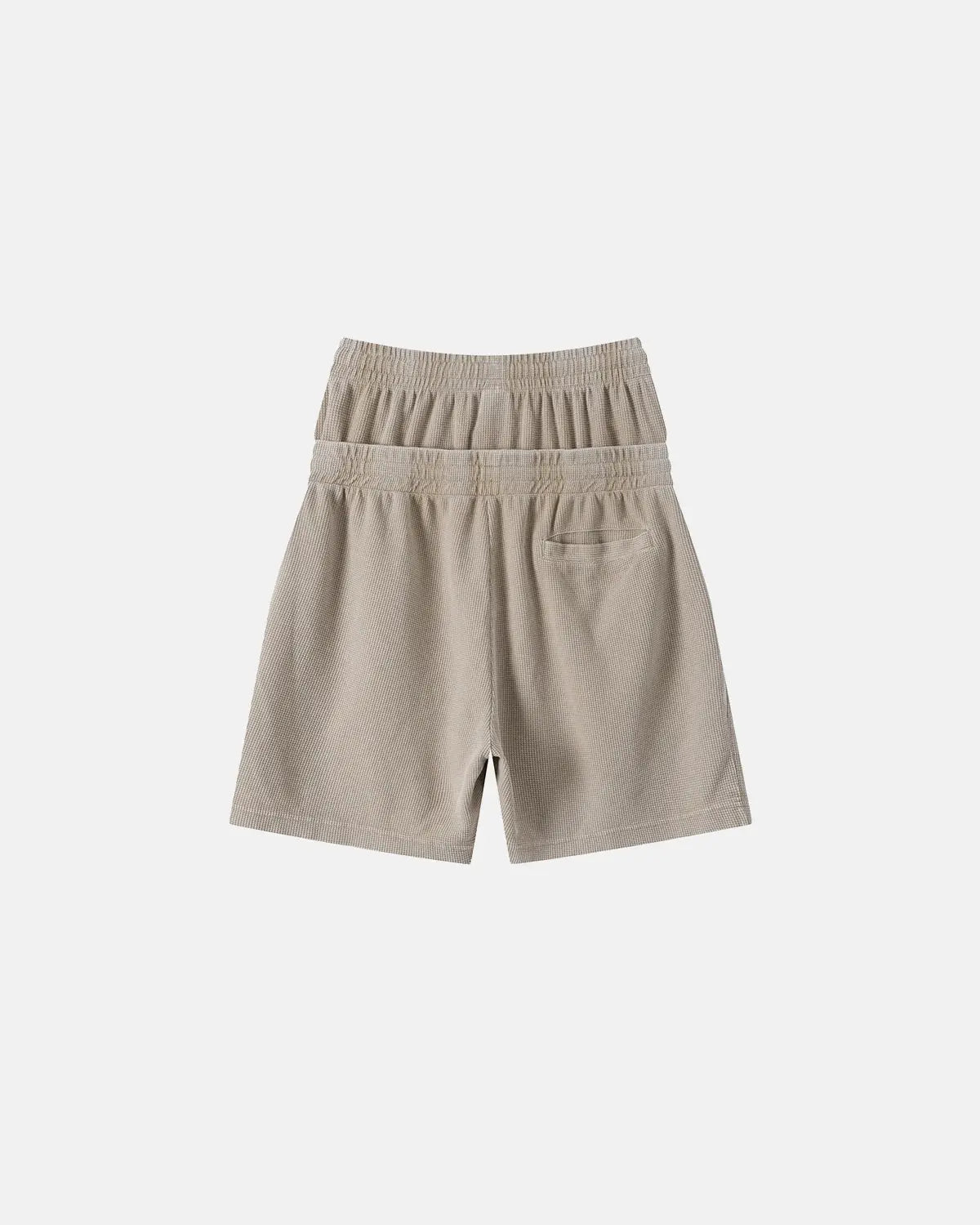 Inflation Streetwear double waist acid wash waffle shorts, casual pants with a relaxed fit and textured fabric design.