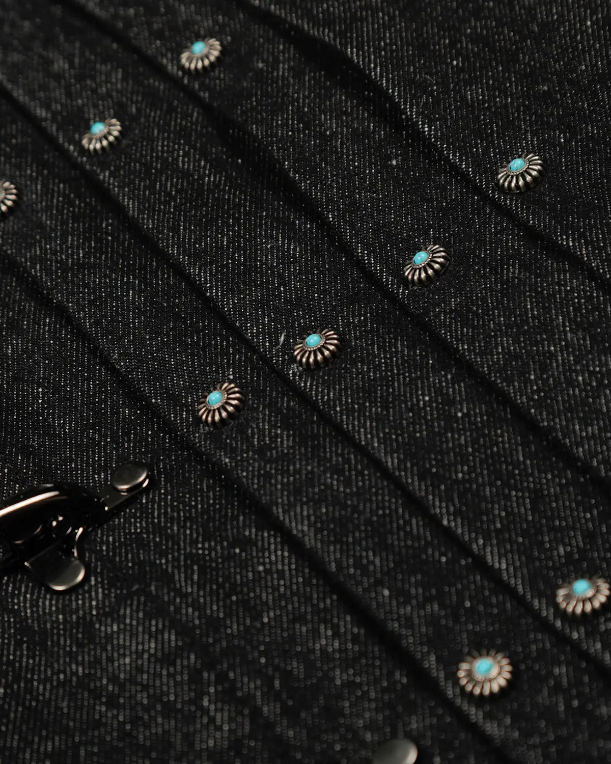 Raw Clasp denim jacket by INFLATION featuring raw hem, classic blue denim, button closure, and stylish streetwear design.