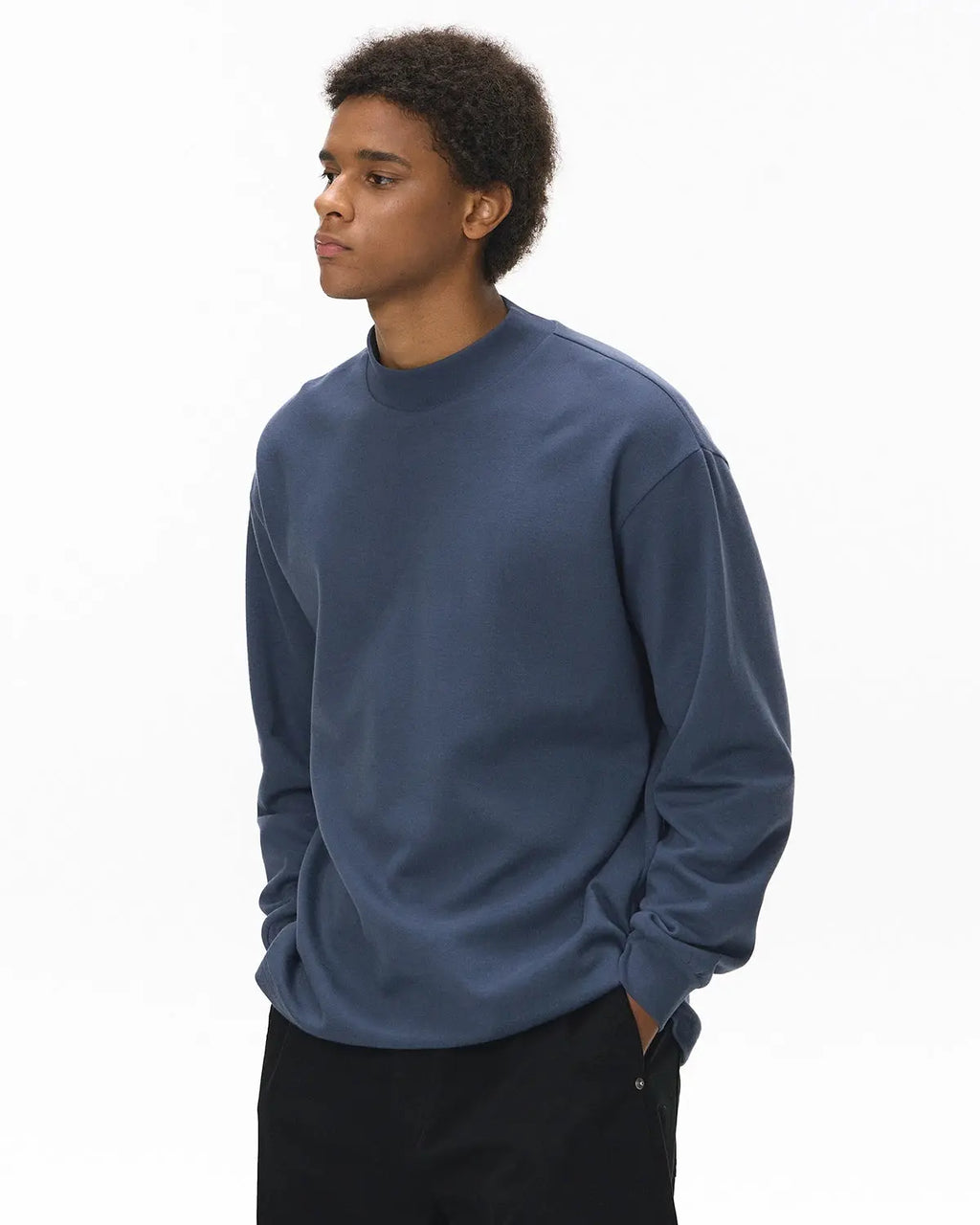 Soft Touch Mock Neck Sweatshirt by INFLATION, stylish streetwear in cozy fabric, featuring a mock neck design and relaxed fit.