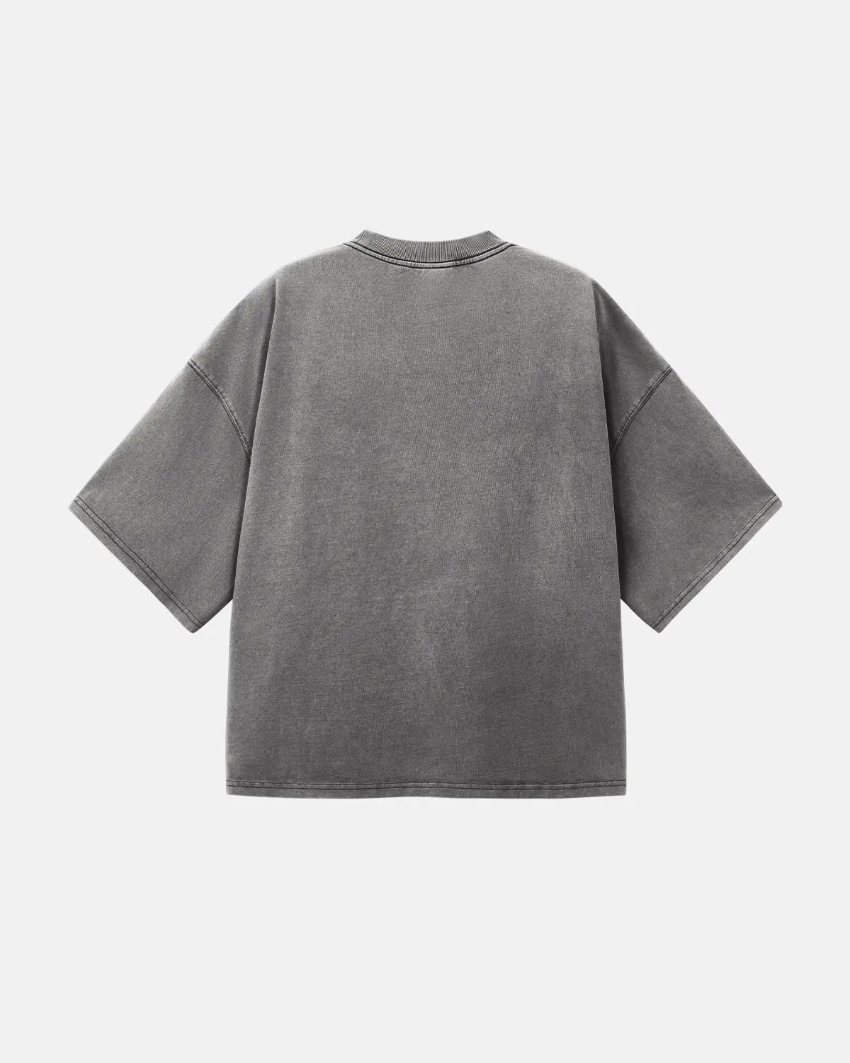 Distressed boxy washed T-shirt by INFLATION Streetwear with faded design and relaxed fit, shown on a plain background.