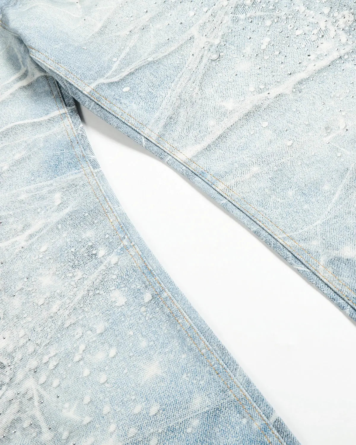 Inflation Rhinestone Lightning Baggy Barrel Jeans featuring rhinestone embellishments and a relaxed streetwear fit.