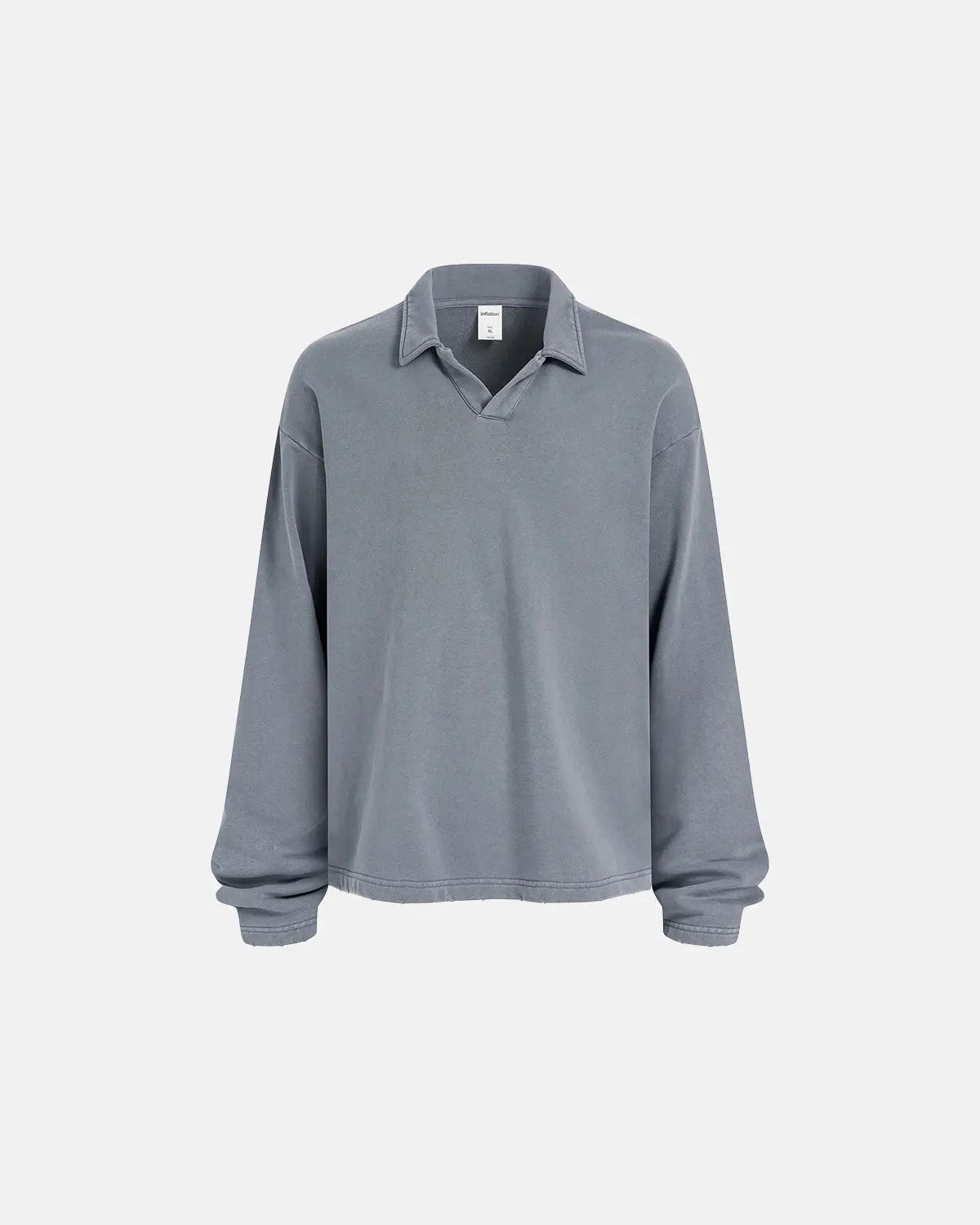 Inflation Streetwear acid wash polo shirt, casual t-shirt with a vintage-inspired distressed design, stylish and comfortable.