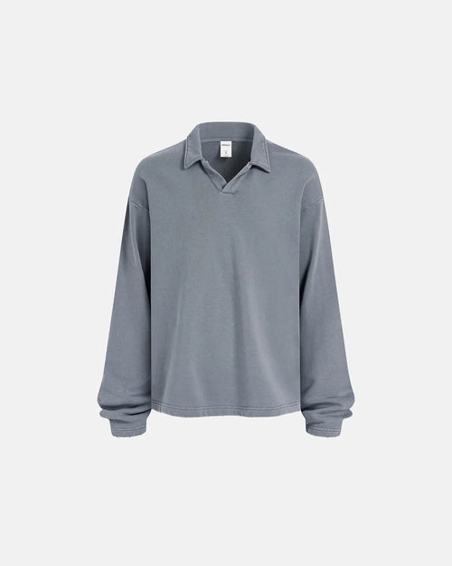 Inflation Streetwear acid wash polo shirt, casual t-shirt with a vintage-inspired distressed design, stylish and comfortable.