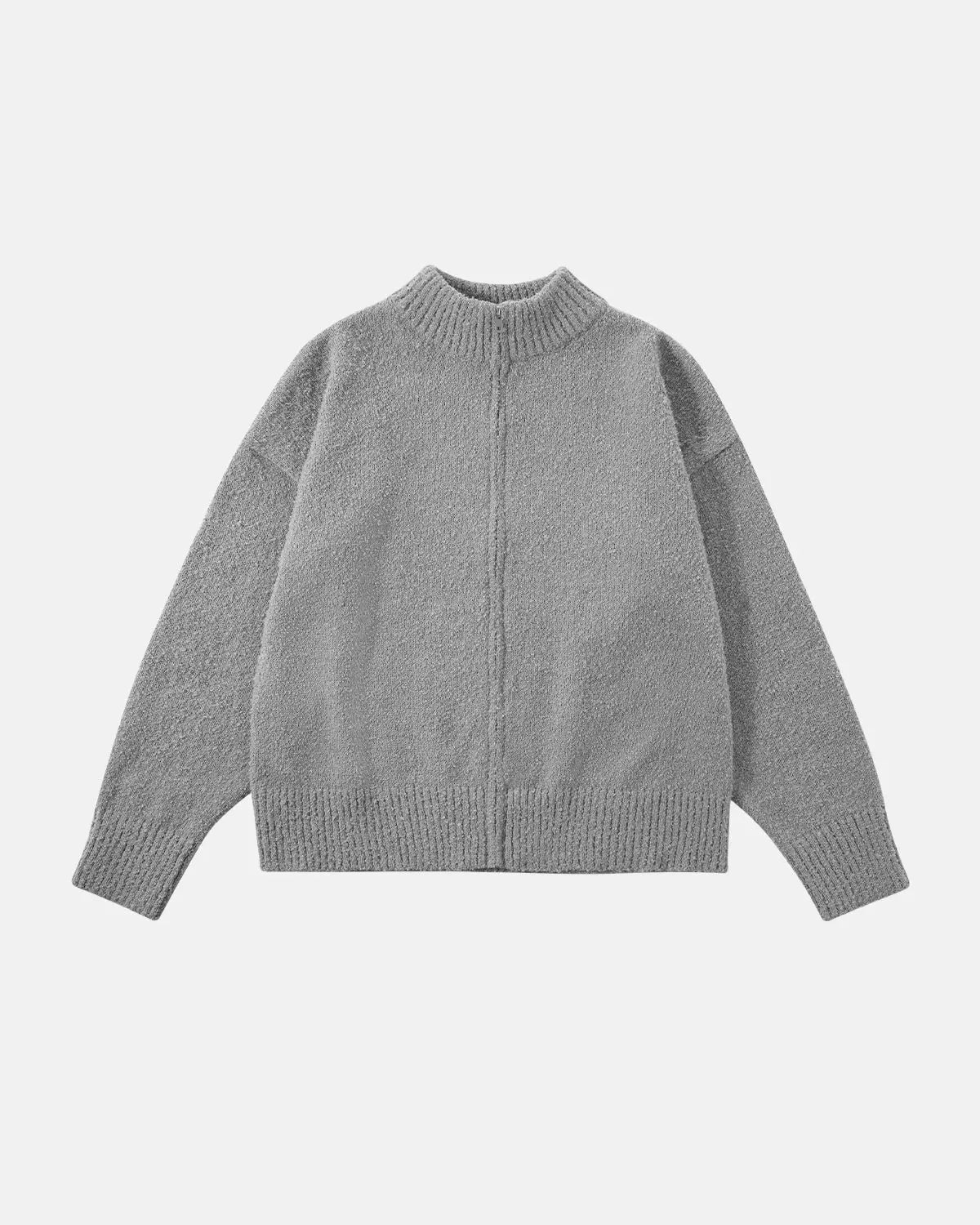 Inflation Streetwear Old Money style knitwear zip-up sweater with a classic design, featuring a front zipper and textured knit fabric.