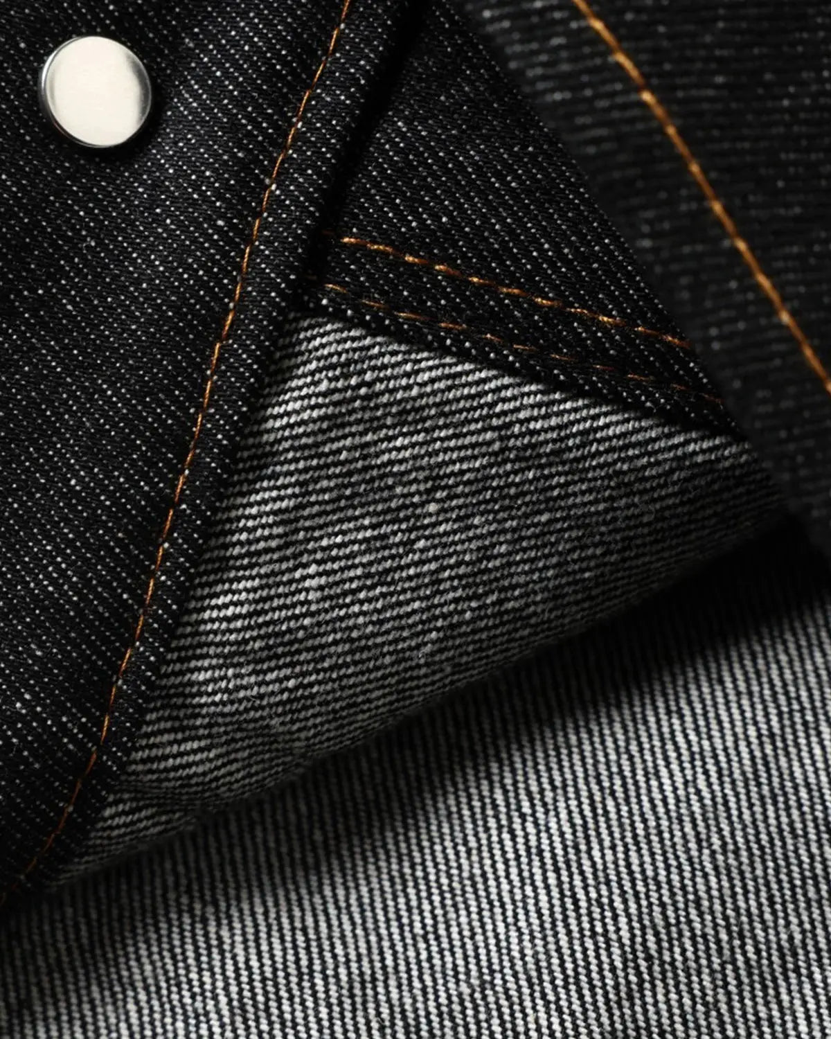Metal toggle raw denim jacket by Inflation Streetwear, showing front view with metal toggles and classic raw denim texture.