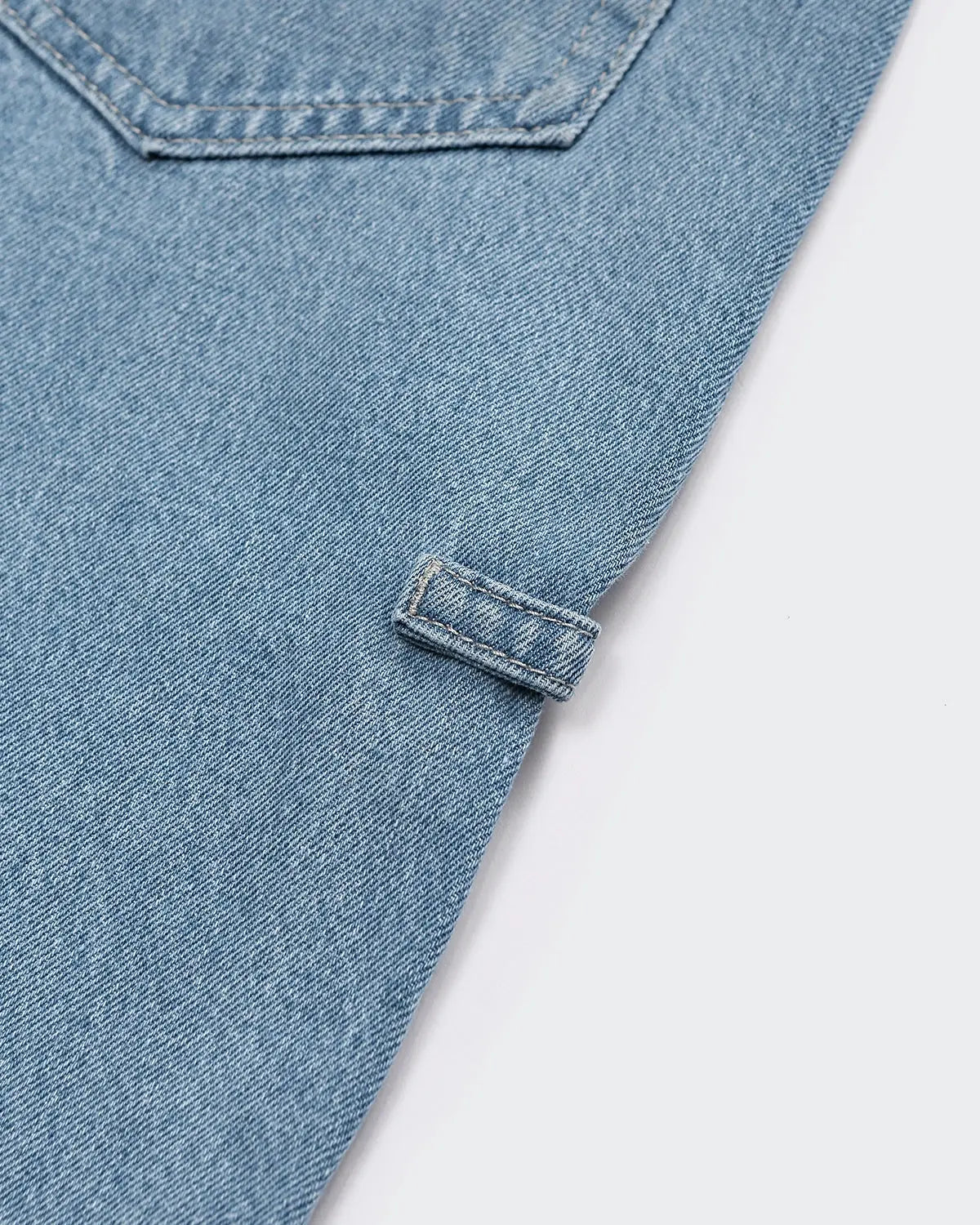 INFLATION vintage straight washed jorts, denim pants with distressed finish, casual style, front pockets, and rolled hem detail.