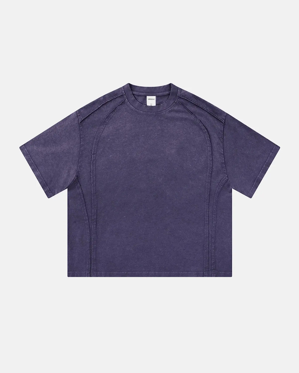 Acid wash boxy fit T-shirt by INFLATION Streetwear, showing a relaxed fit with a distressed, vintage-style look.