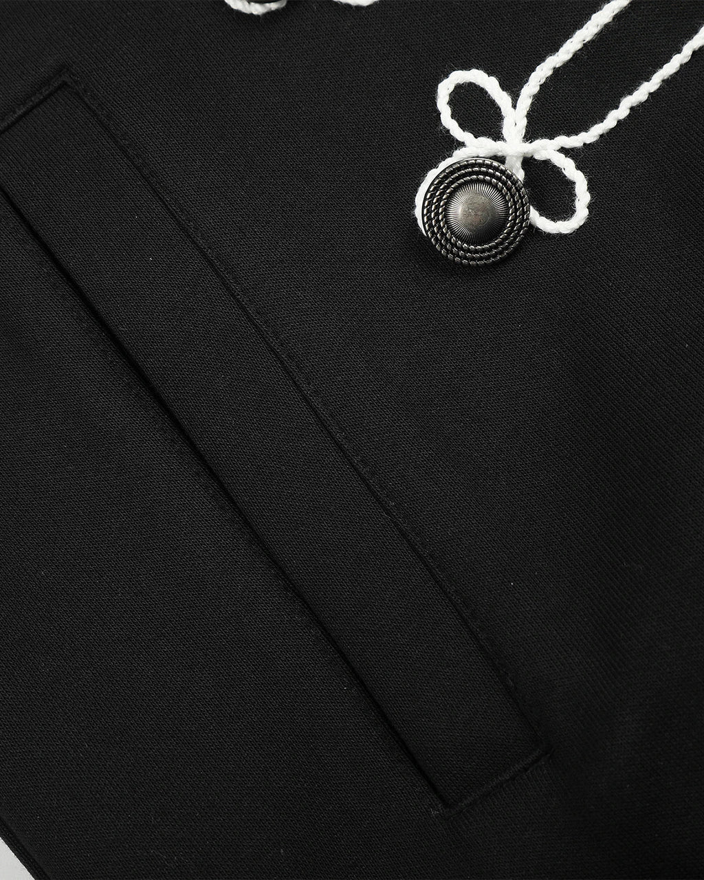 Inflation Streetwear braided embroidery boxy zip-up hoodie with front pockets and adjustable drawstrings, casual streetwear style.