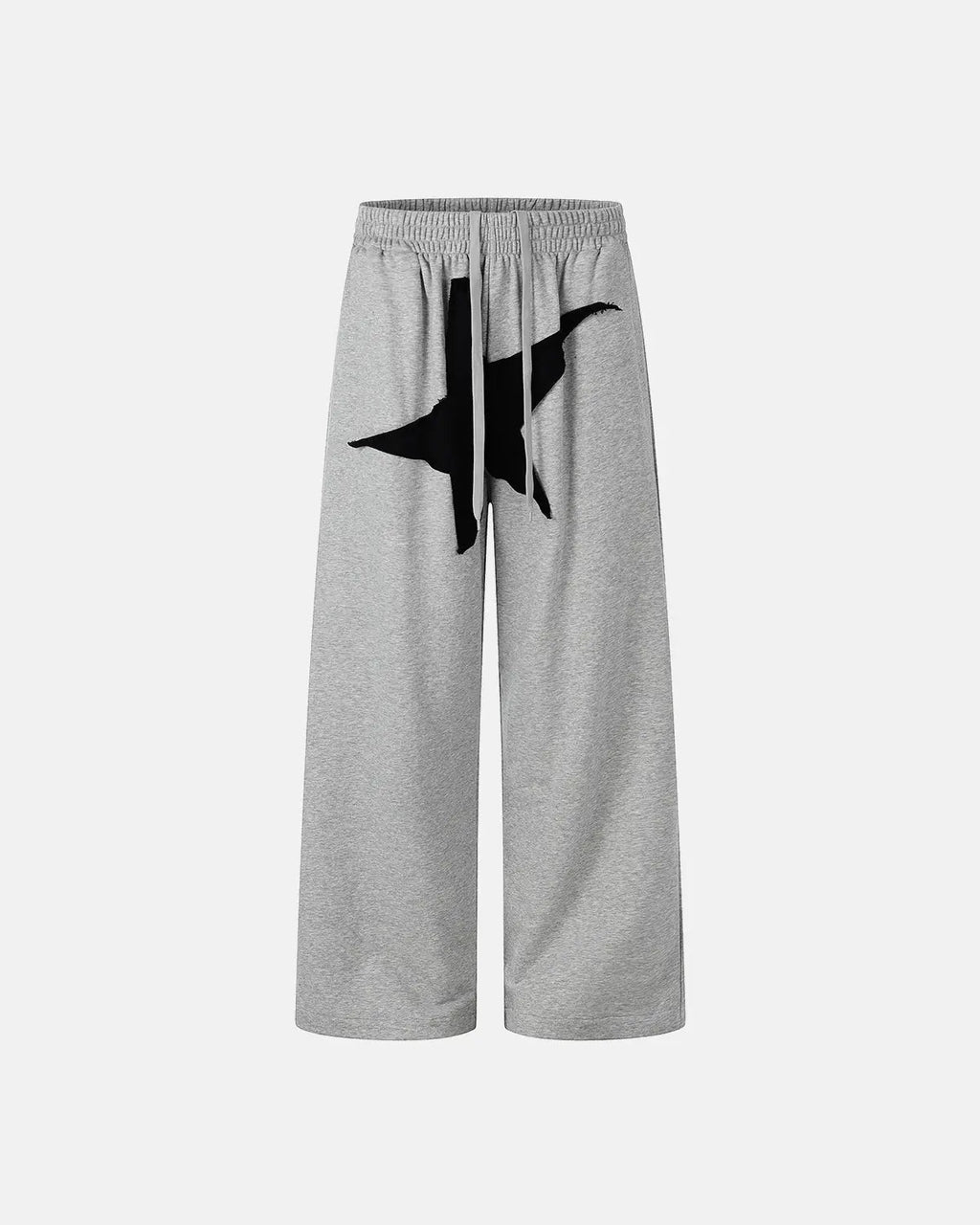 Inflation Star Patch Baggy Wide-Leg Sweatpants featuring star patches and a relaxed fit, casual streetwear style.