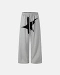 Inflation Star Patch Baggy Wide-Leg Sweatpants featuring star patches and a relaxed fit, casual streetwear style.