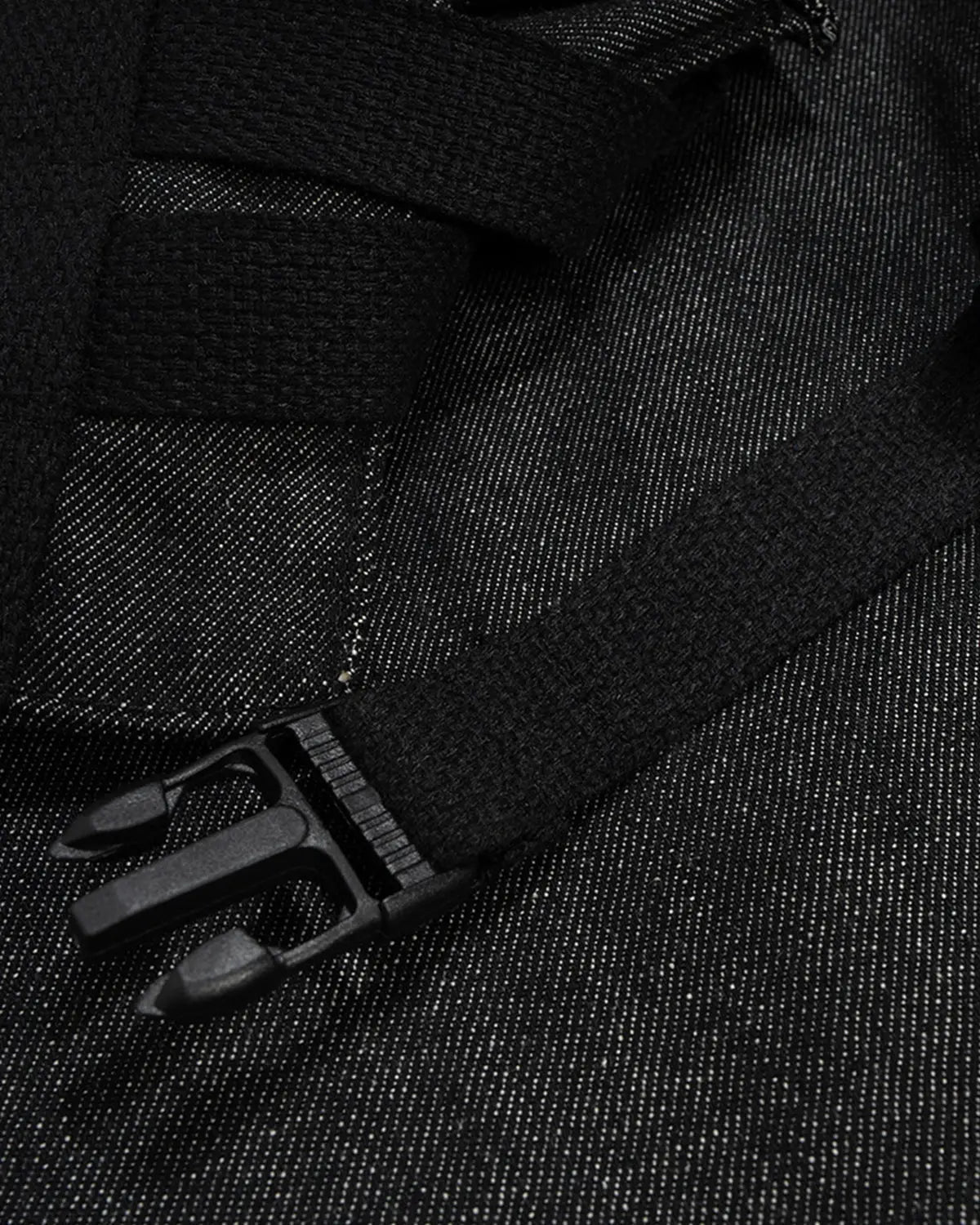 Raw denim tactical cargo jorts by INFLATION, rugged streetwear pants with multiple pockets and distressed denim finish.