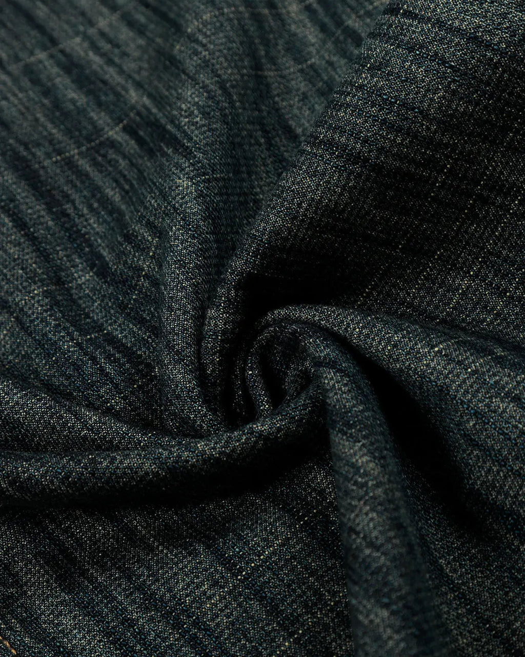 Inflation Streetwear cinch-back bamboo weave jeans, stylish pants with a unique textured fabric and adjustable waist detail.