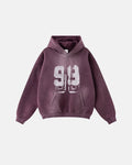 Inflation Streetwear graffiti print washed fleece hoodie featuring colorful graffiti designs and a relaxed fit.