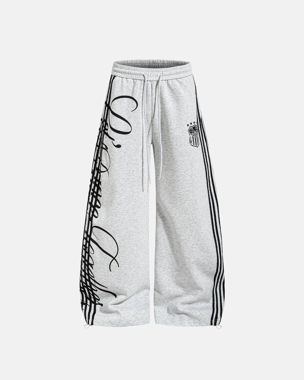 Inflation Script Stripe Baggy Sweatpants featuring bold stripe design, relaxed fit, and comfortable streetwear style.