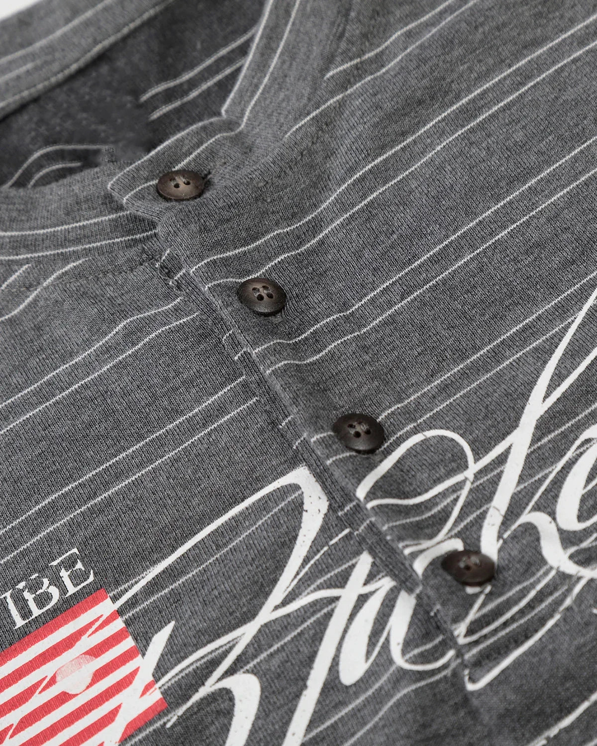 Inflation Streetwear layered Henley stripe T-shirt with long sleeves and casual fit, featuring blue and white horizontal stripes.