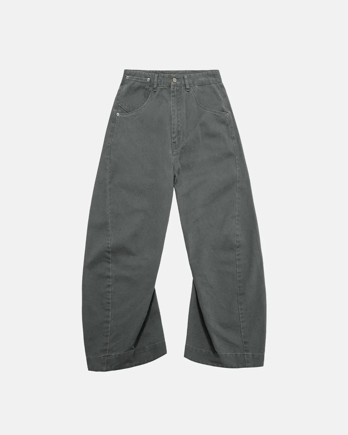 Inflation Stitching Flare Baggy Jeans featuring distressed details and high-waisted fit, casual streetwear style.