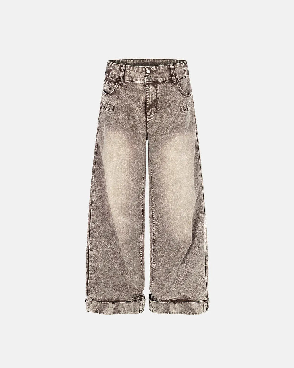 Retro washed wide-leg baggy jeans by INFLATION featuring a relaxed fit and distressed details, styled with casual streetwear.