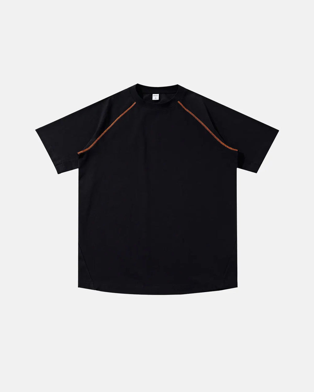 Inflation streetwear contrast color stitching stretch t-shirt featuring a fitted design and bold stitching details on the fabric.