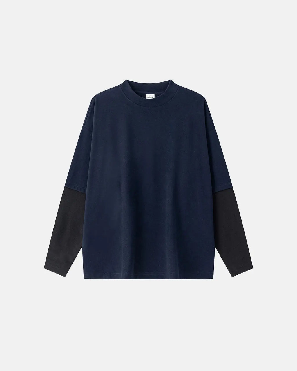 Color block long sleeve T-shirt by INFLATION Streetwear featuring vibrant color blocking and a casual fit.