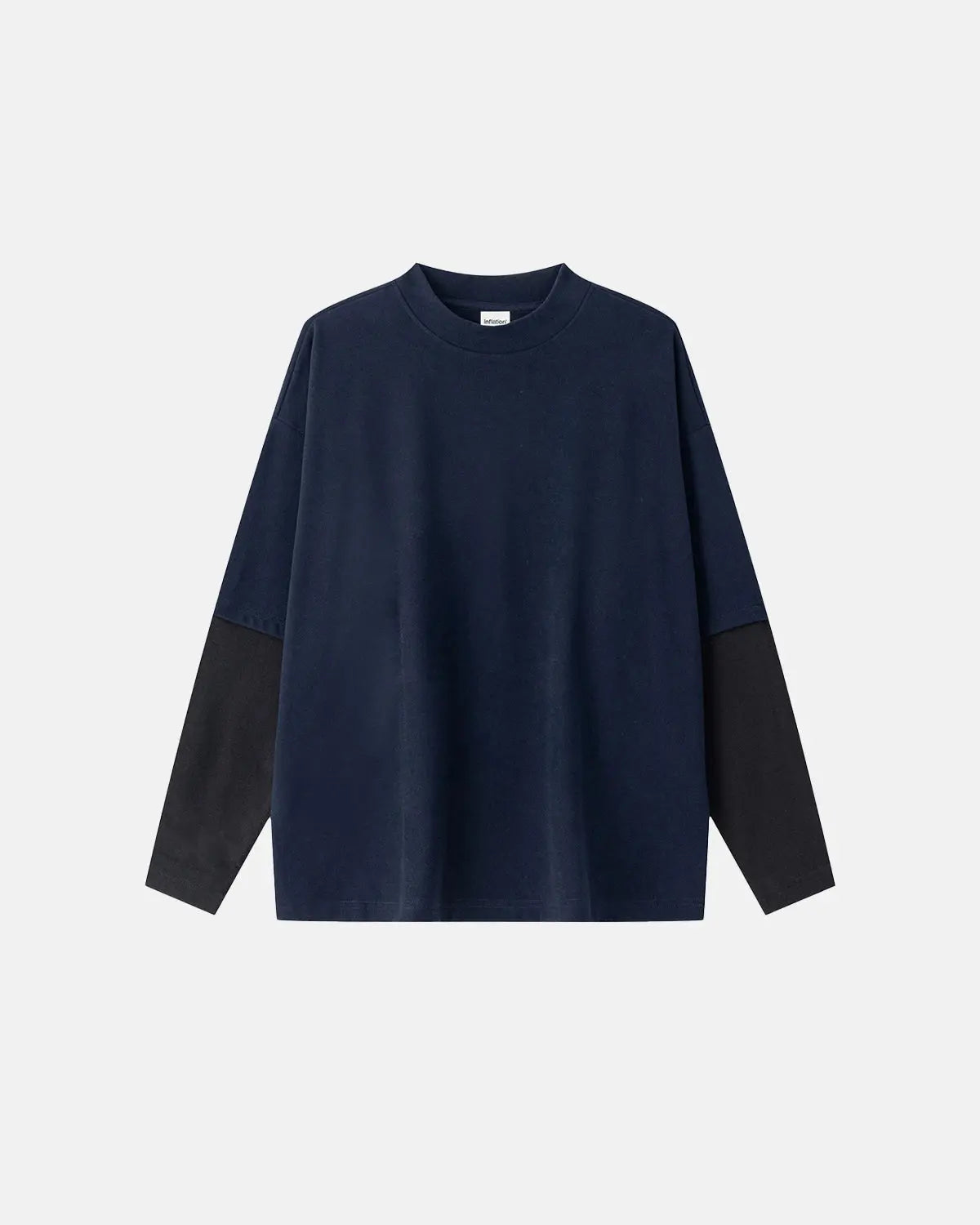 Color block long sleeve T-shirt by INFLATION Streetwear featuring vibrant color blocking and a casual fit.