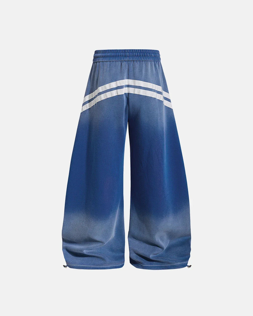 Washed stripe barrel sweatpants by INFLATION featuring relaxed fit, bold striped pattern, and comfortable cotton fabric.
