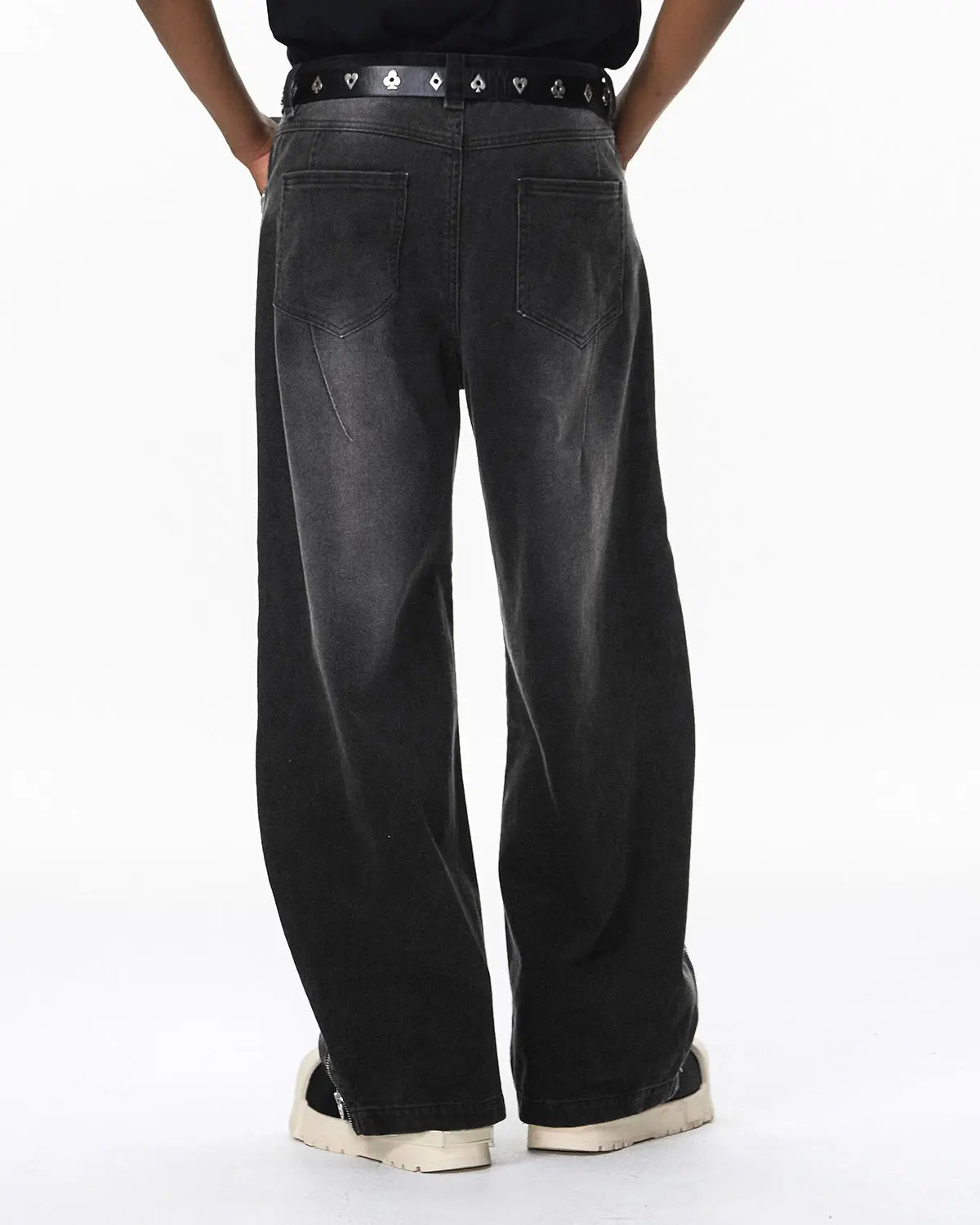 Retro acid wash baggy cargo pants by INFLATION featuring loose fit, multiple pockets, and vintage streetwear style.