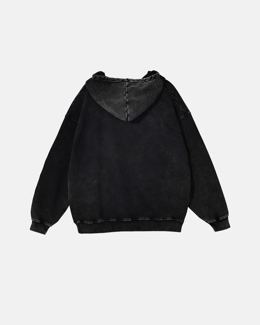 Inflation Streetwear French Terry Washed Distressed Hoodie with frayed edges and casual fit, showcased on a model.