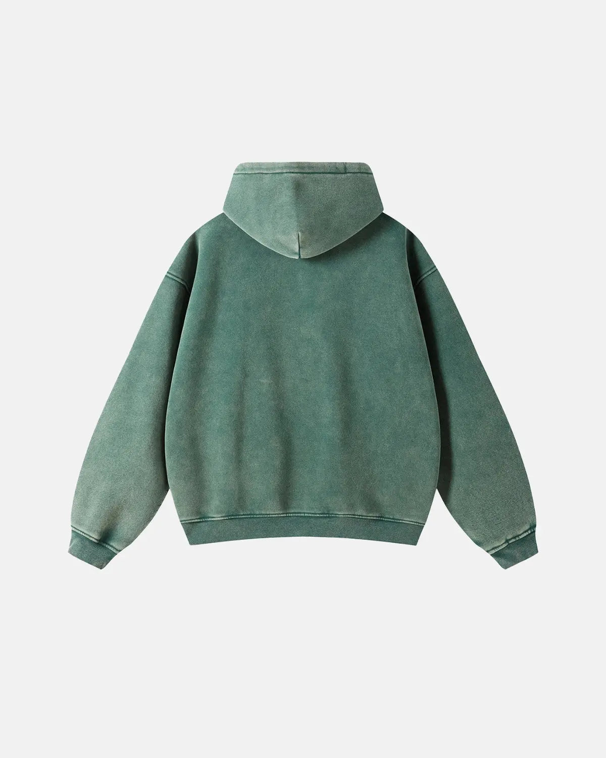 Acid washed distressed fleece zip-up hoodie by INFLATION Streetwear with a relaxed fit and vintage-inspired design.