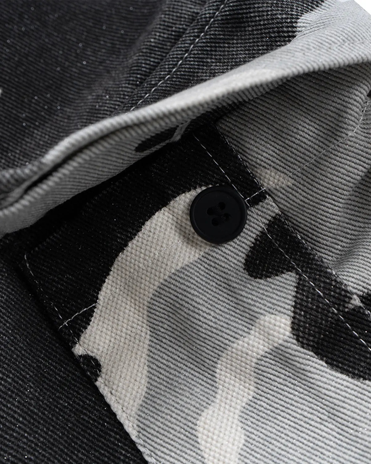 Inflation Glitter Camo Cargo Longline Shorts, stylish pants with glitter camo pattern and cargo pockets, streetwear design.