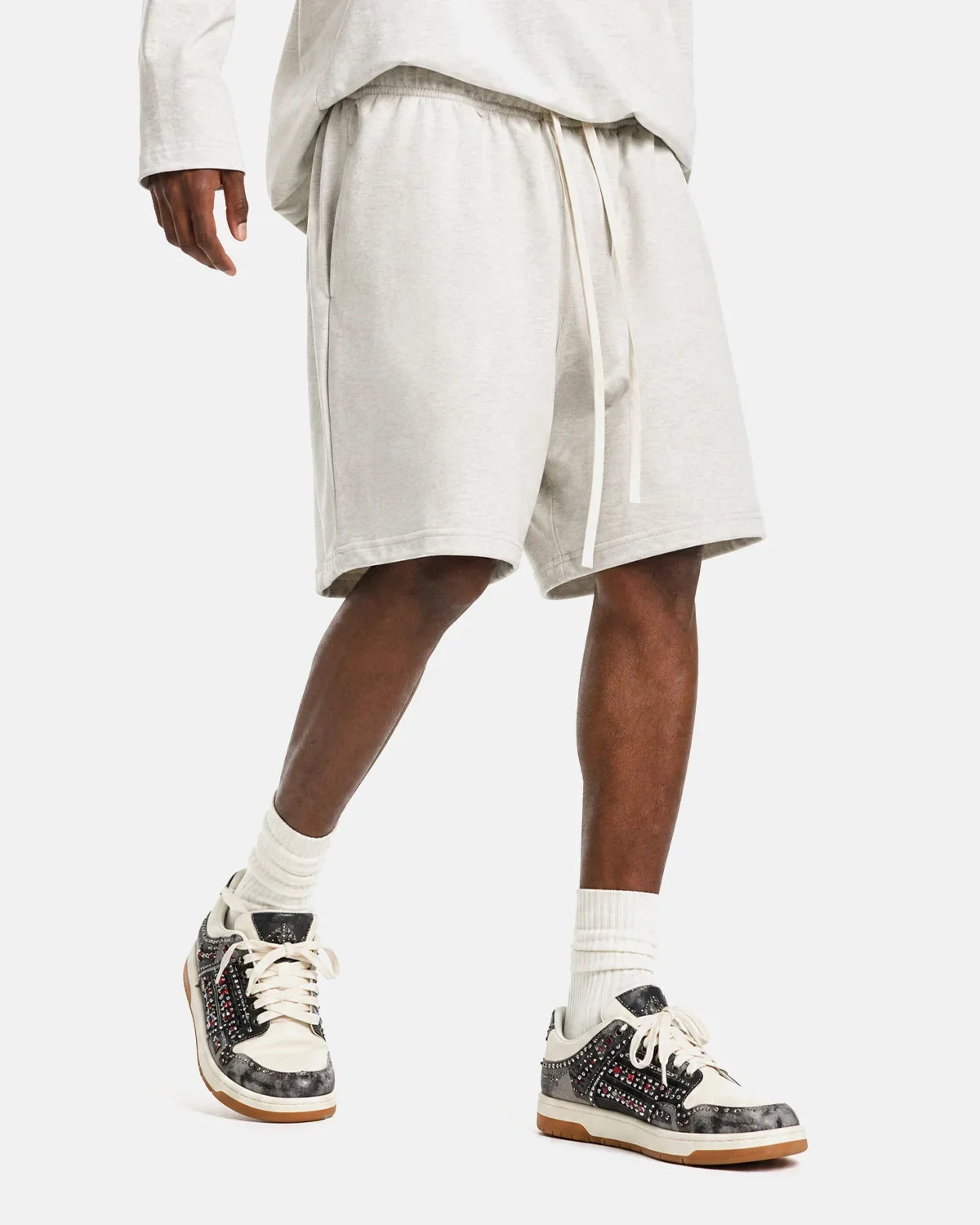 Inflation Heavyweight Drawstring Sweat Shorts featuring a relaxed fit, soft fabric, and adjustable waistband for streetwear style.