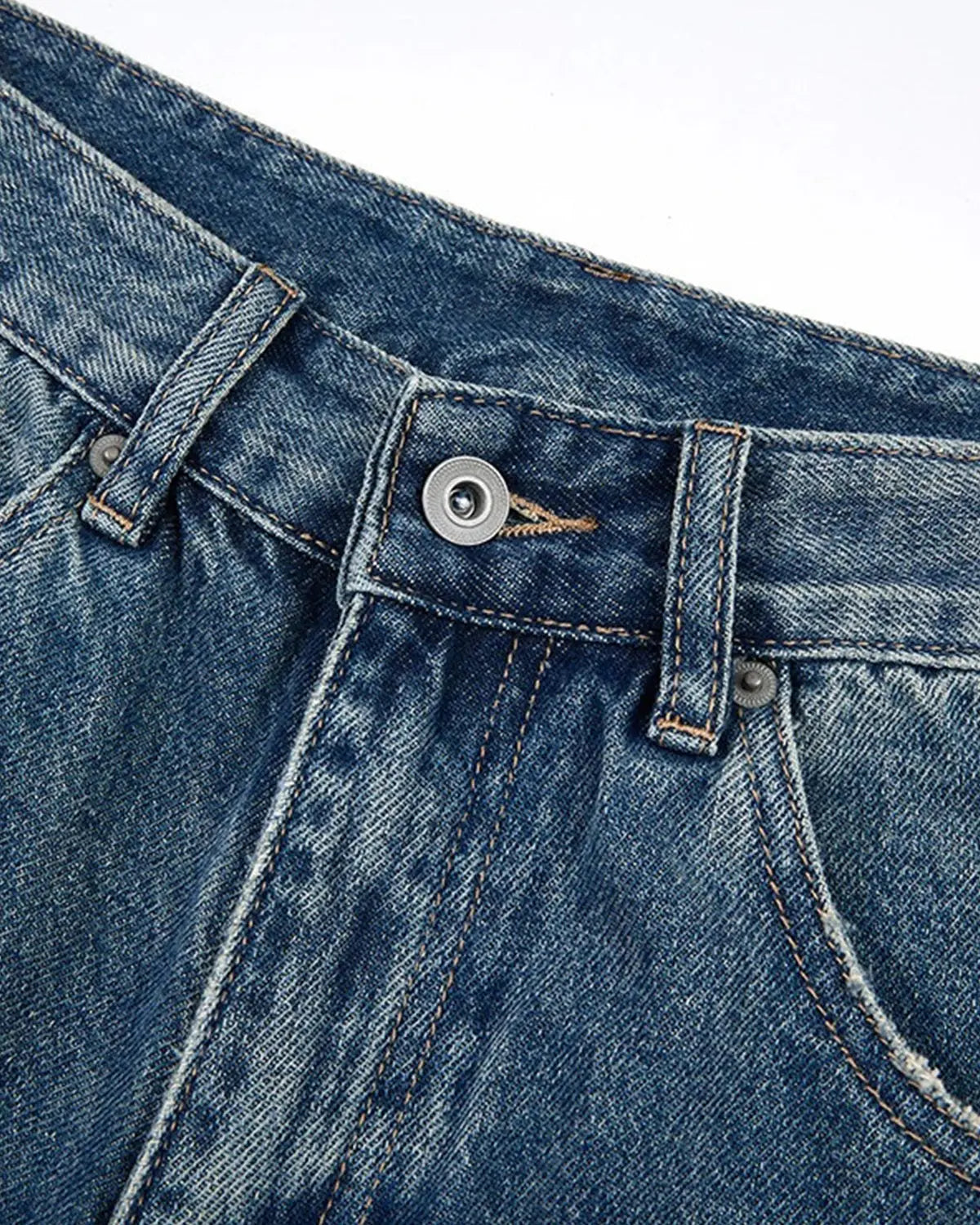 Heavy washed distressed baggy jorts by INFLATION, denim pants with ripped details and a relaxed, oversized fit.