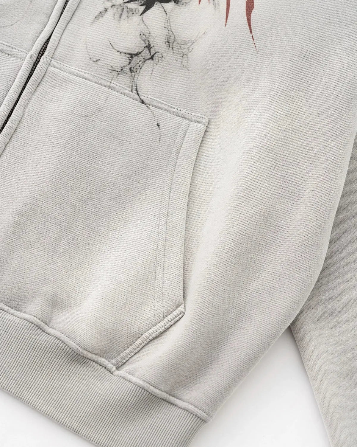 Inflation Washed Graphic Zip-up Hoodie featuring a stylish design, soft fabric, and a comfortable fit for casual wear.