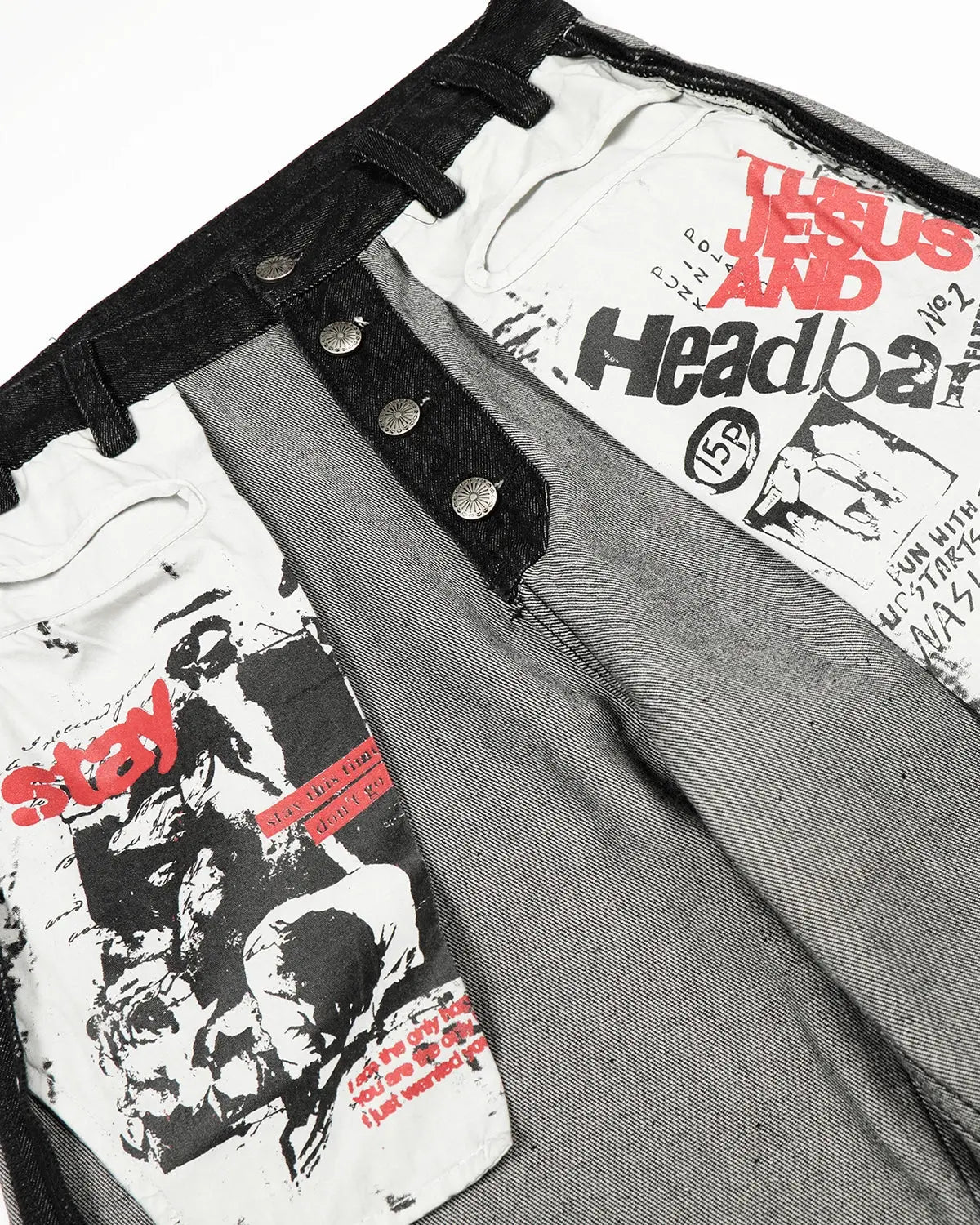 Distressed reverse design baggy jeans by INFLATION, featuring a relaxed fit and fashionable worn-out detailing.