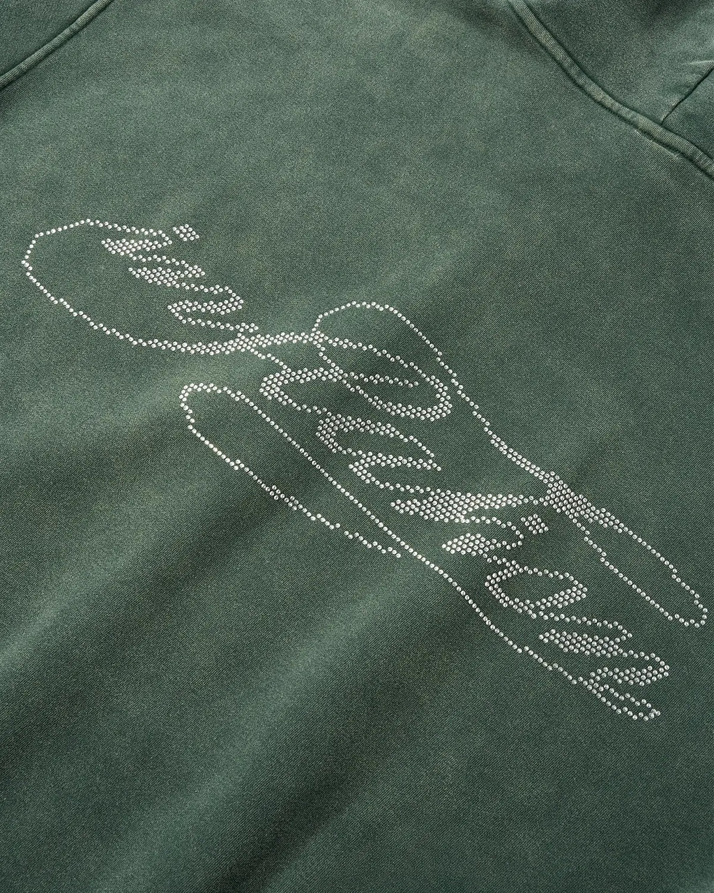 Inflation Streetwear rhinestone distressed washed zip-up hoodie with sparkling embellishments and casual, trendy style.