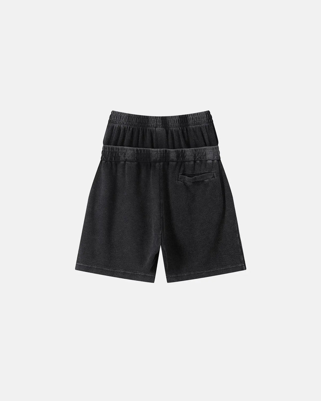Inflation Double Waist Acid Wash Waffle Shorts, stylish casual pants with a unique wash and textured fabric, designed for streetwear fashion.