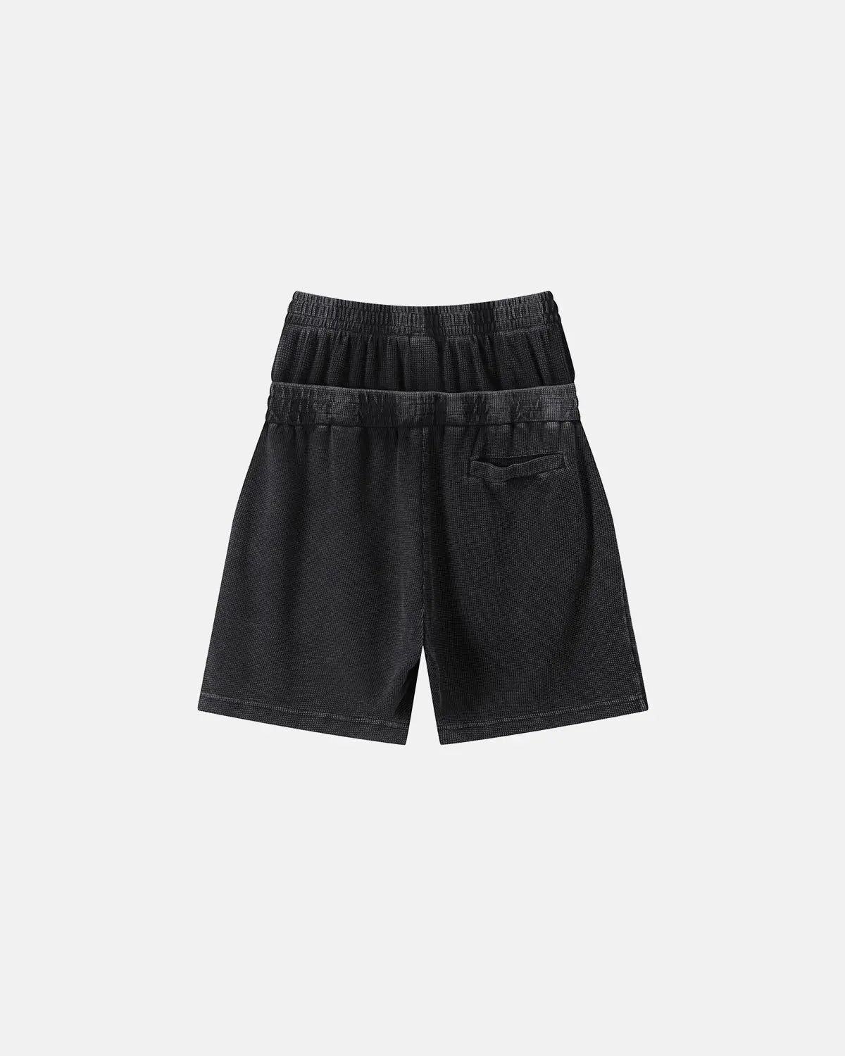 Inflation Double Waist Acid Wash Waffle Shorts, stylish casual pants with a unique wash and textured fabric, designed for streetwear fashion.