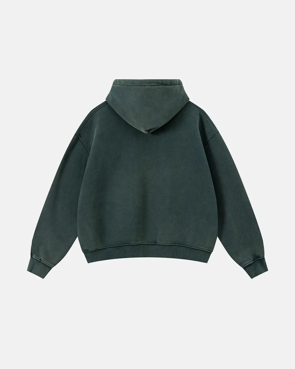 Vintage washed fleece boxy zip hoodie by INFLATION, featuring a relaxed fit and soft, textured fabric in a casual streetwear style.